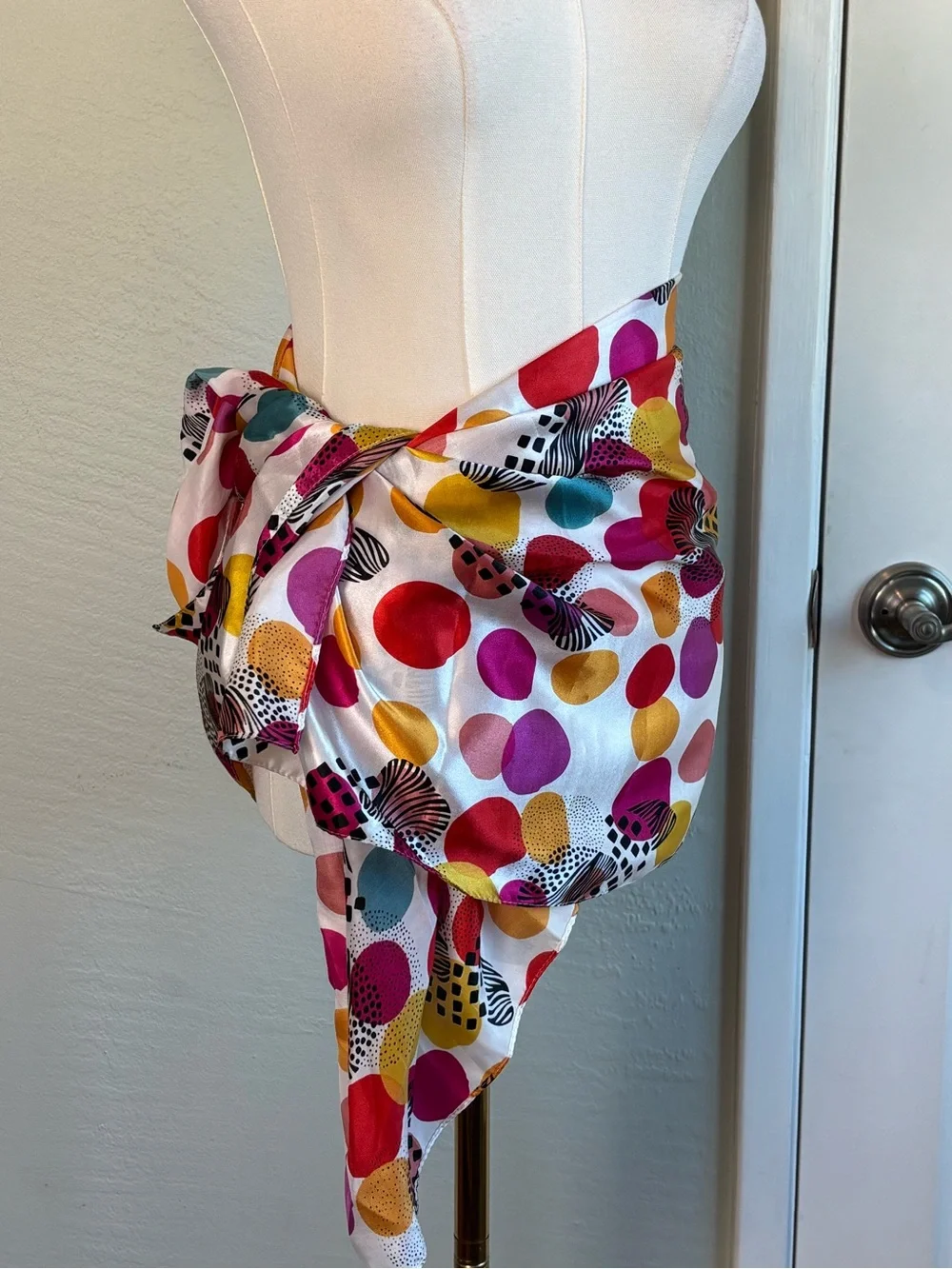 Bundle 2/$30! Colorful Polka Dot Silky Scarf 66 x 20 Cheerful EUC